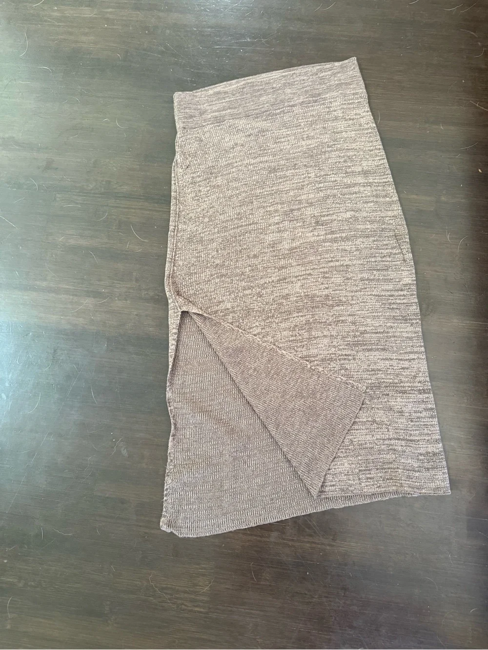 Free People Marled Midi Skirt with Side Slit in Heathered Gray